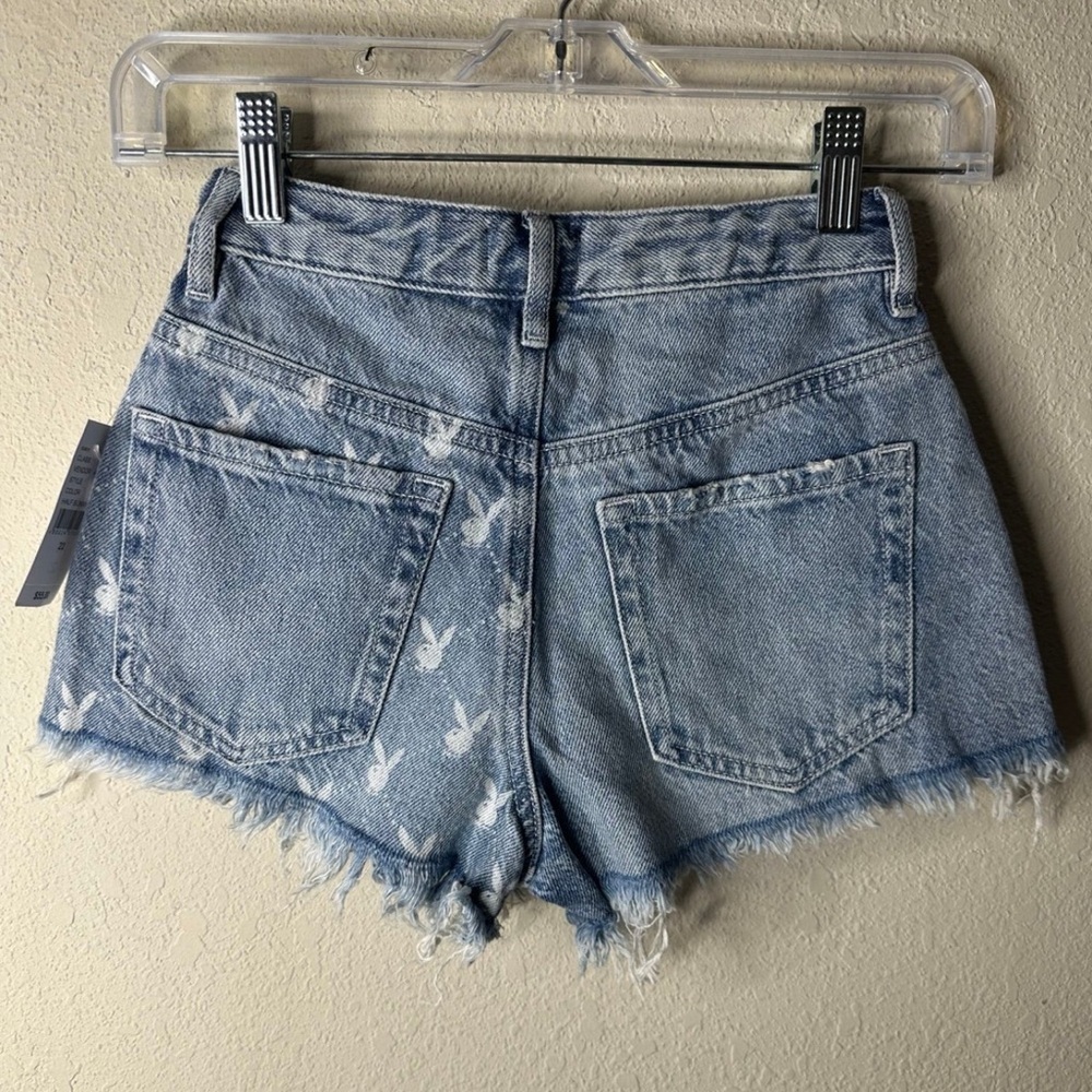 PLAYBOY Light Blue Distressed Denim Jean Shorts size 22 - Picture 2 of 5